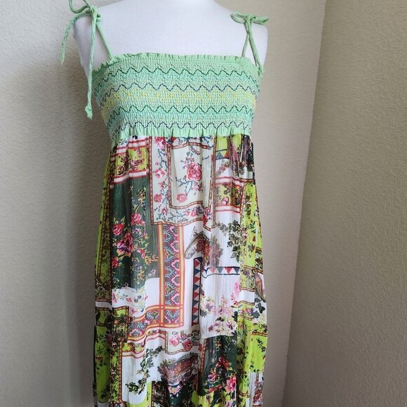 Maxi Skirt and midi Dress Women Smocked One Size Boho Patchwork Print - Picture 4 of 10